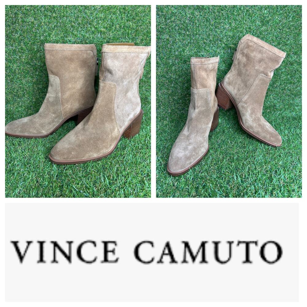 Vince Camuto Kortimy Suede Water Repellent Mid‑Shaft Block Heel Boot‎ Size 8M